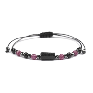 Bransoletka celebrytka czarny TURMALIN RUBIN HEMATYT ochrona i optymizm